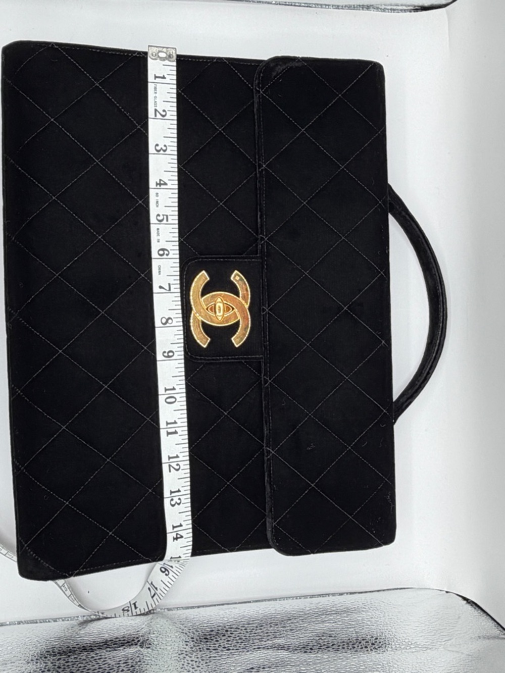 Chanel Authentic Vintage Deep Black Velvet Briefcase Gold Hardware, 1994-1996 - Picture 12 of 15